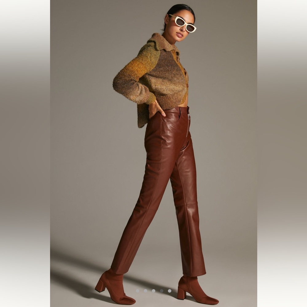 Anthropologie Avec Les Filles Faux Leather Kick-Flare Pants - Picture 4 of 12